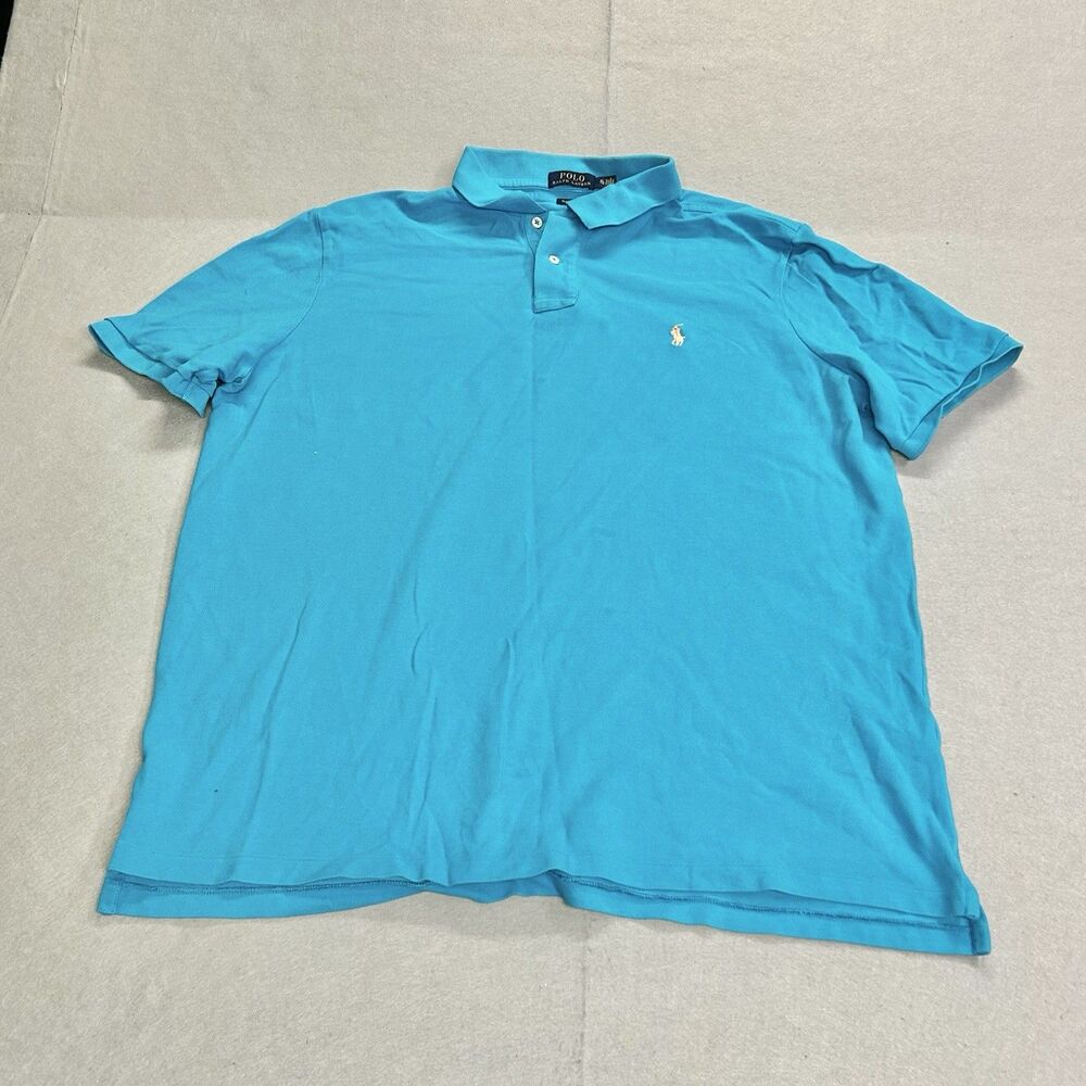 Ralph Lauren Shirt Mens Short Sleeve Polo Classic Fit Blue Casual Golf Size XL